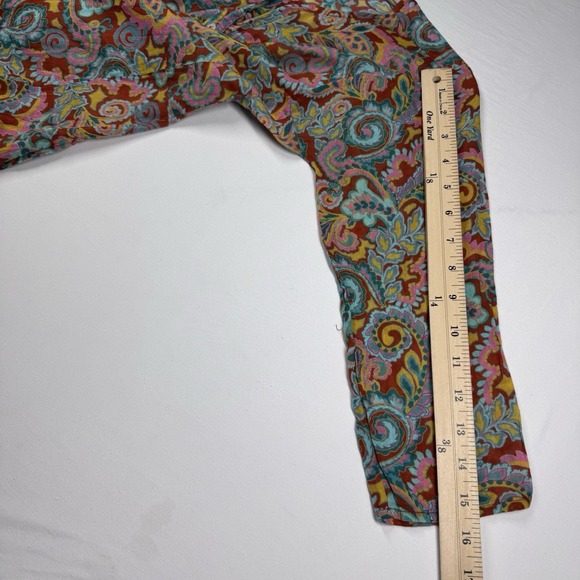 Roller Rabbit Midi Dress Sz S Gauze Cotton Duster Paisley Pockets Boho Button - Picture 11 of 15